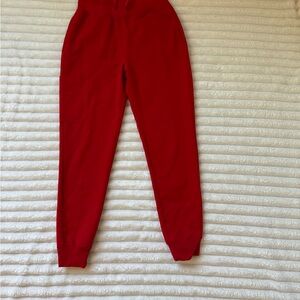 Red Tapered Joggers with Elastic Cuffs